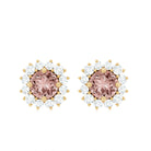 1 CT Morganite and Diamond Halo Stud Earrings Morganite - ( AAA ) - Quality - Rosec Jewels