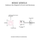 Rose Quartz Solitaire Stud Earrings in 4 Prong Setting Rose Quartz - ( AAA ) - Quality - Rosec Jewels