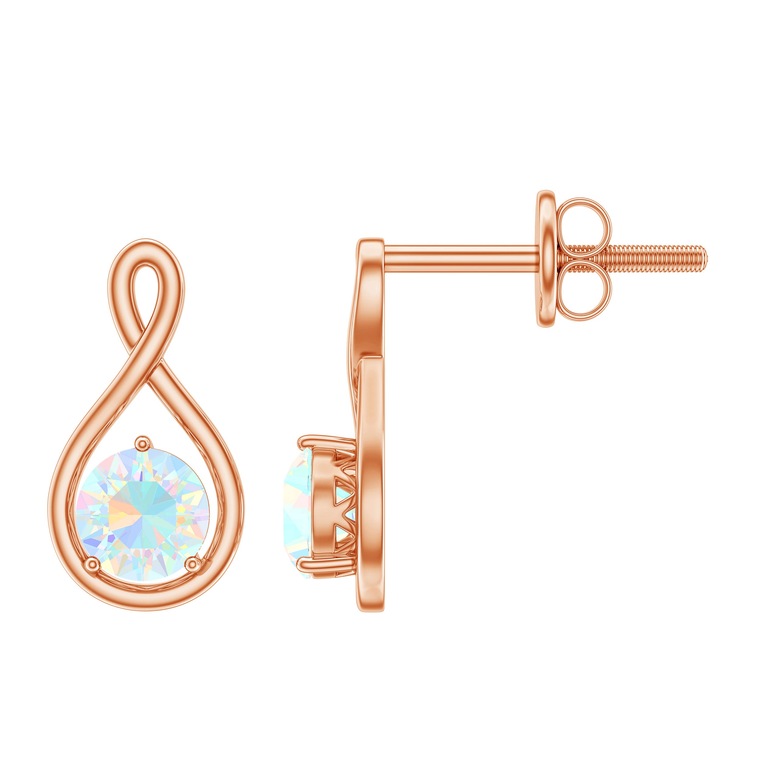 Genuine Ethiopian Opal Infinity Stud Earrings with Certificate AAA - Rosec Jewels