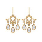 Vintage Inspired Pear Shape Zircon Dangle Earrings in Gold Zircon - ( AAAA ) - Quality - Rosec Jewels
