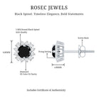 Certified Real Black Spinel Stud Earrings with Diamond Halo AAA - Rosec Jewels