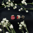 8MM Lab Created Ruby Solitaire Stud Earrings for Women AAAA - Rosec Jewels