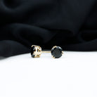 Black Onyx Solitaire Stud Earring in Claw Setting AAA - Rosec Jewels