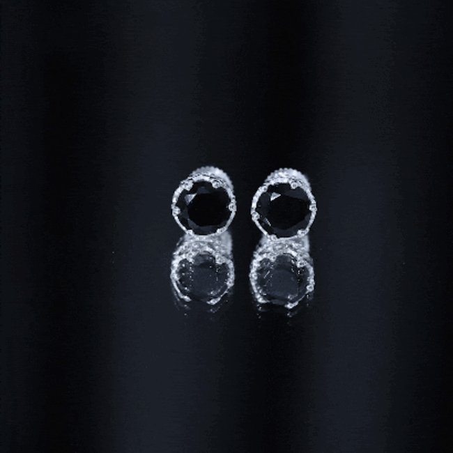 3 Carat Genuine Black Spinel Crown Stud Earrings AAA - Rosec Jewels