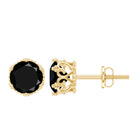 3 Carat Genuine Black Spinel Crown Stud Earrings AAA - Rosec Jewels