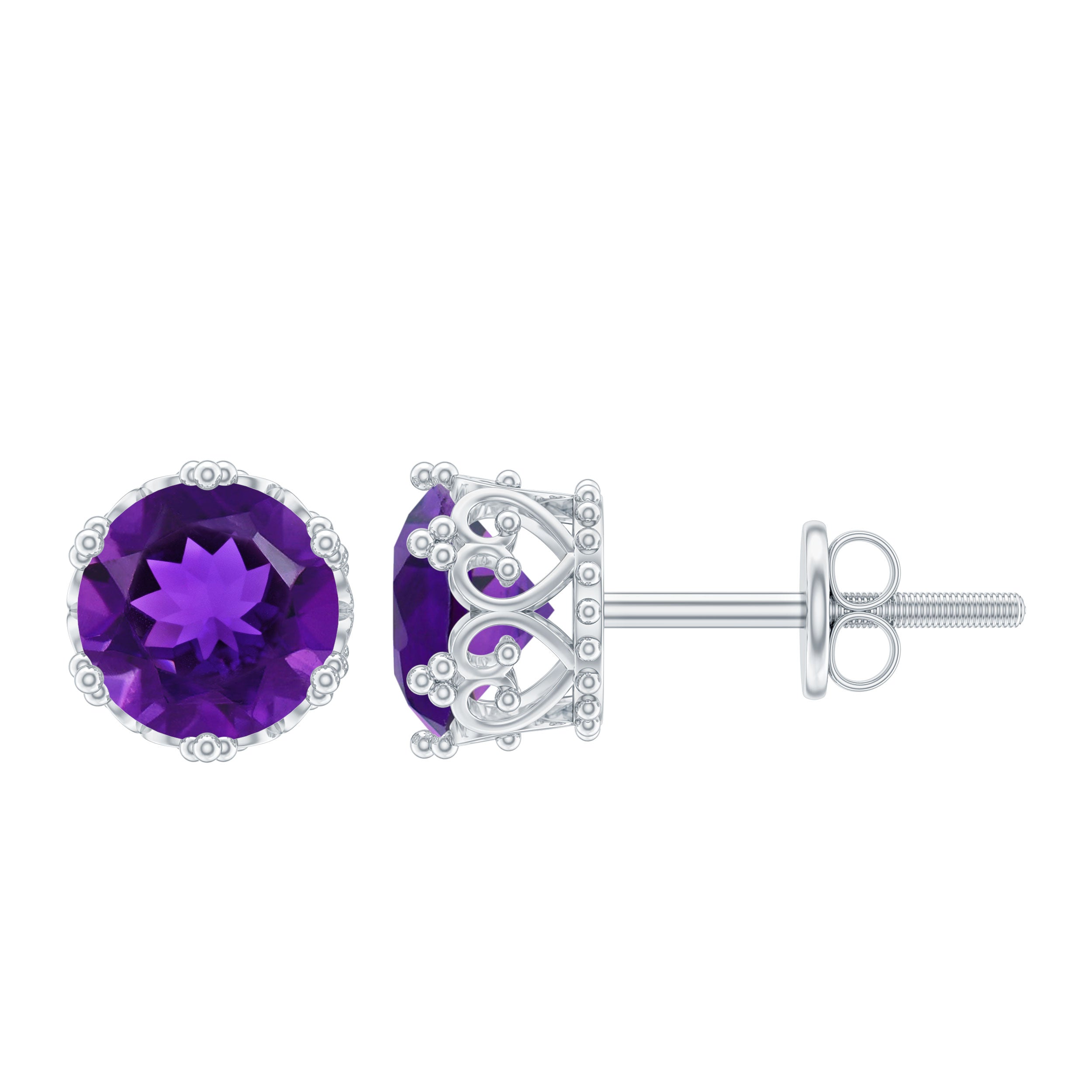 Genuine Amethyst Stud Earrings with Certificate