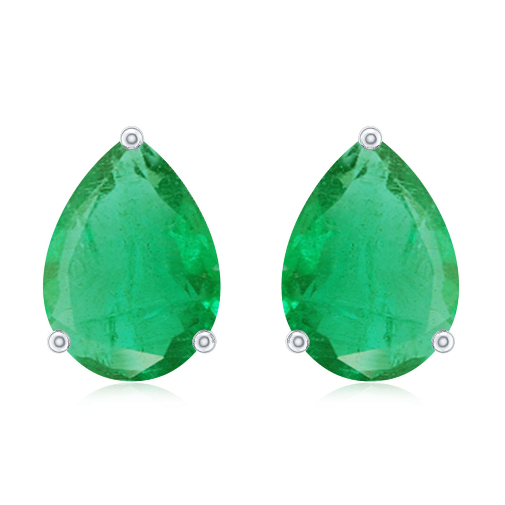 1.3 Carat Pear Cut Emerald Solitaire Stud Earrings AAA - Rosec Jewels