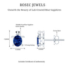 1.2 Carat Lab Created Blue Sapphire Turtle Stud Earrings AAAA - Rosec Jewels