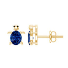 1.2 Carat Lab Created Blue Sapphire Turtle Stud Earrings AAAA - Rosec Jewels