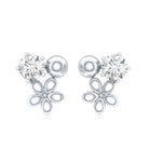 Round Cut Moissanite Flower Stud Earrings with Screw Backs D-VS1 - Rosec Jewels