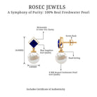 Freshwater Pearl and Blue Sapphire Drop Earrings with Moissanite Blue Sapphire - ( AAA ) - Quality - Rosec Jewels
