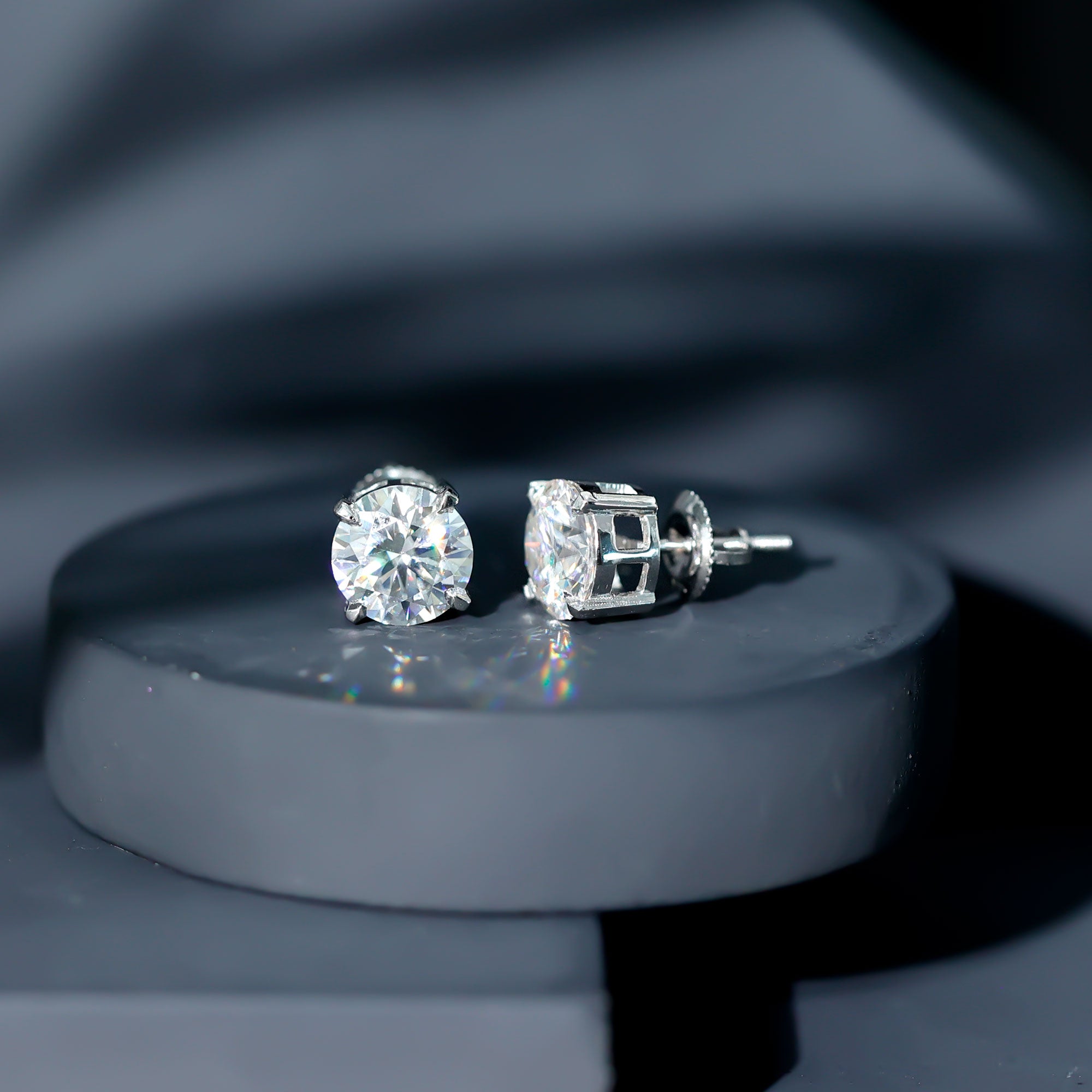 Rosec Jewels-Prong Set Lab Created Diamond Solitaire Stud Earrings