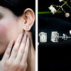 Rosec Jewels-Emerald Cut Lab Created Diamond Stud Earrings