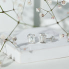 Rosec Jewels-Emerald Cut Lab Created Diamond Stud Earrings