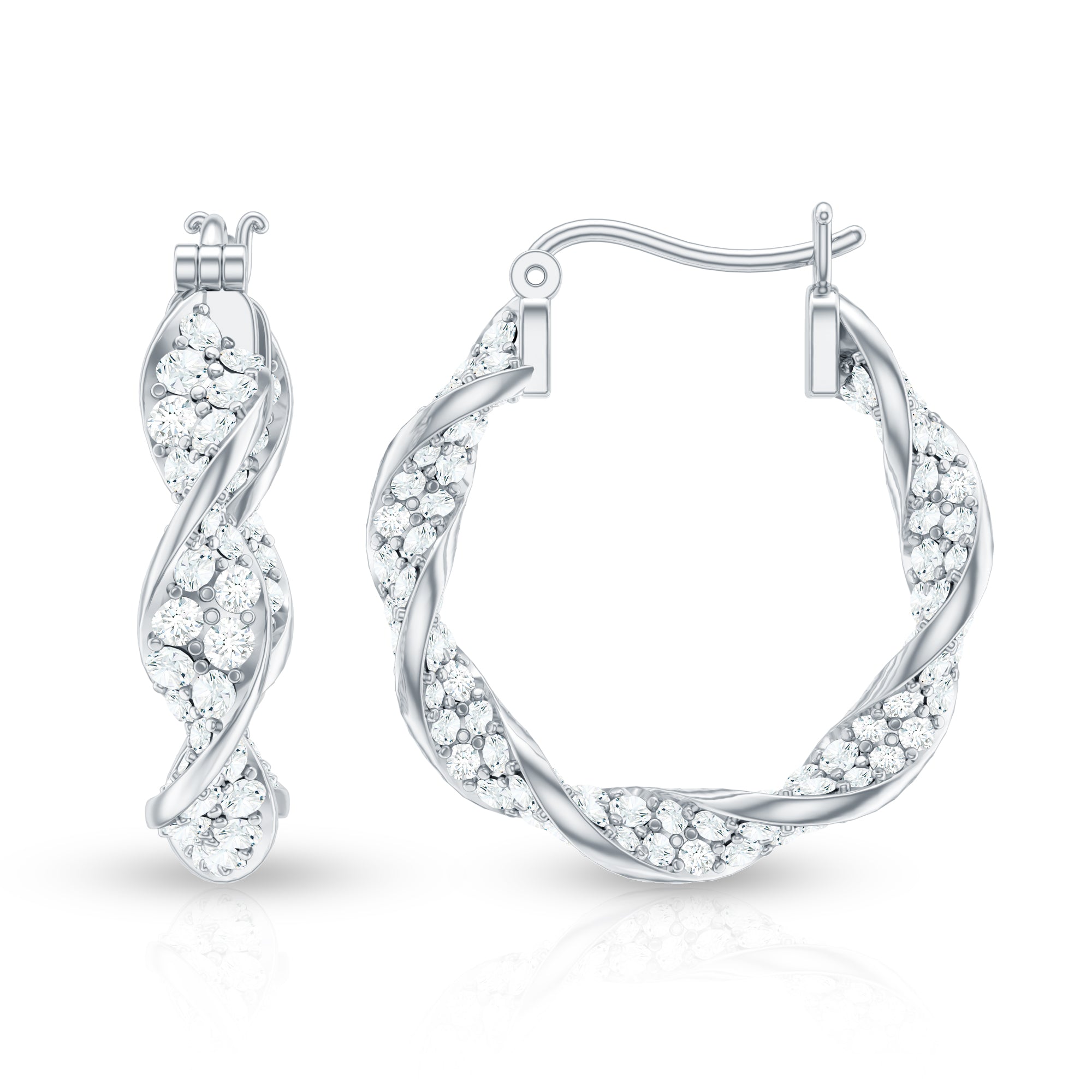 Certified Lab Grown Diamond Twisted Hoop Earrings for Women Lab - ( EF-VS ) - Rosec Jewels
