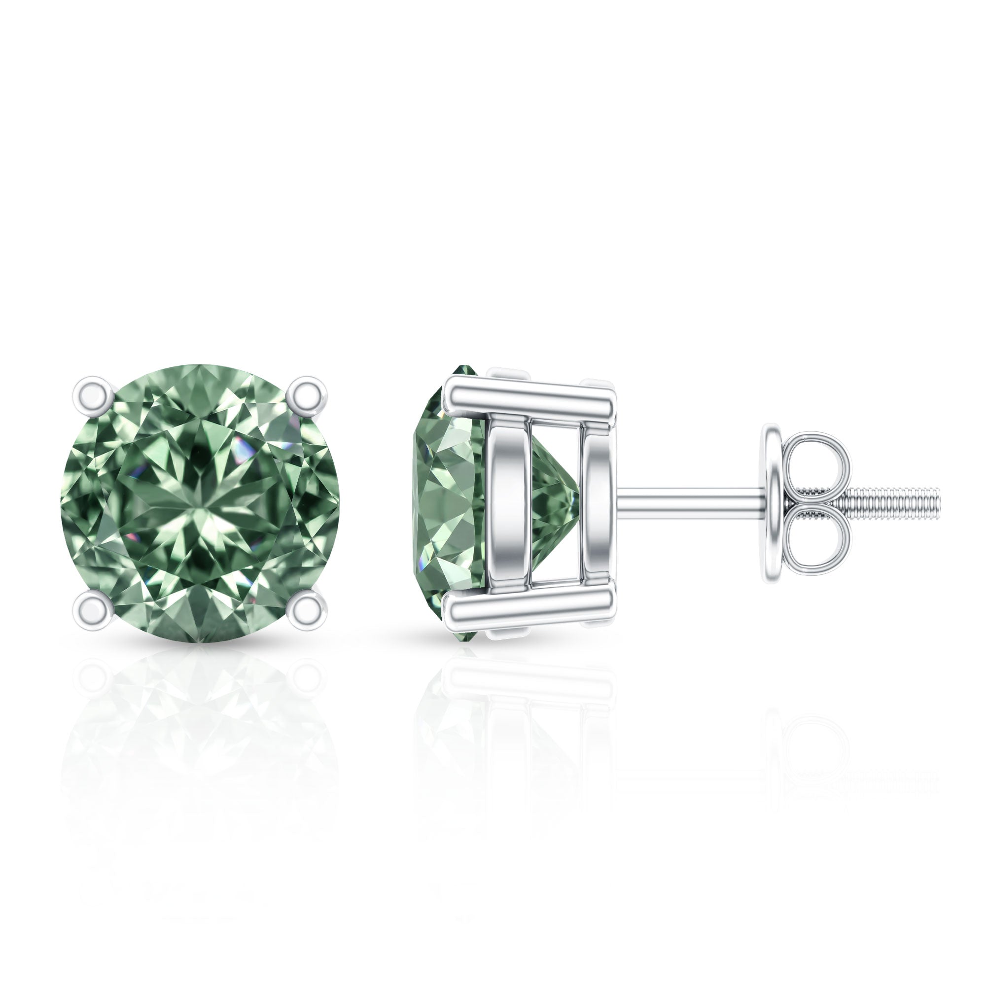 2 Carat Solitaire Lab Grown Green Diamond Stud Earrings with IGI Certificate Vivid Green - VS1 - Rosec Jewels