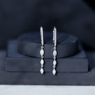Certified Lab Grown Diamond Long Dangle Earrings for Bride Lab - ( EF-VS ) - Rosec Jewels