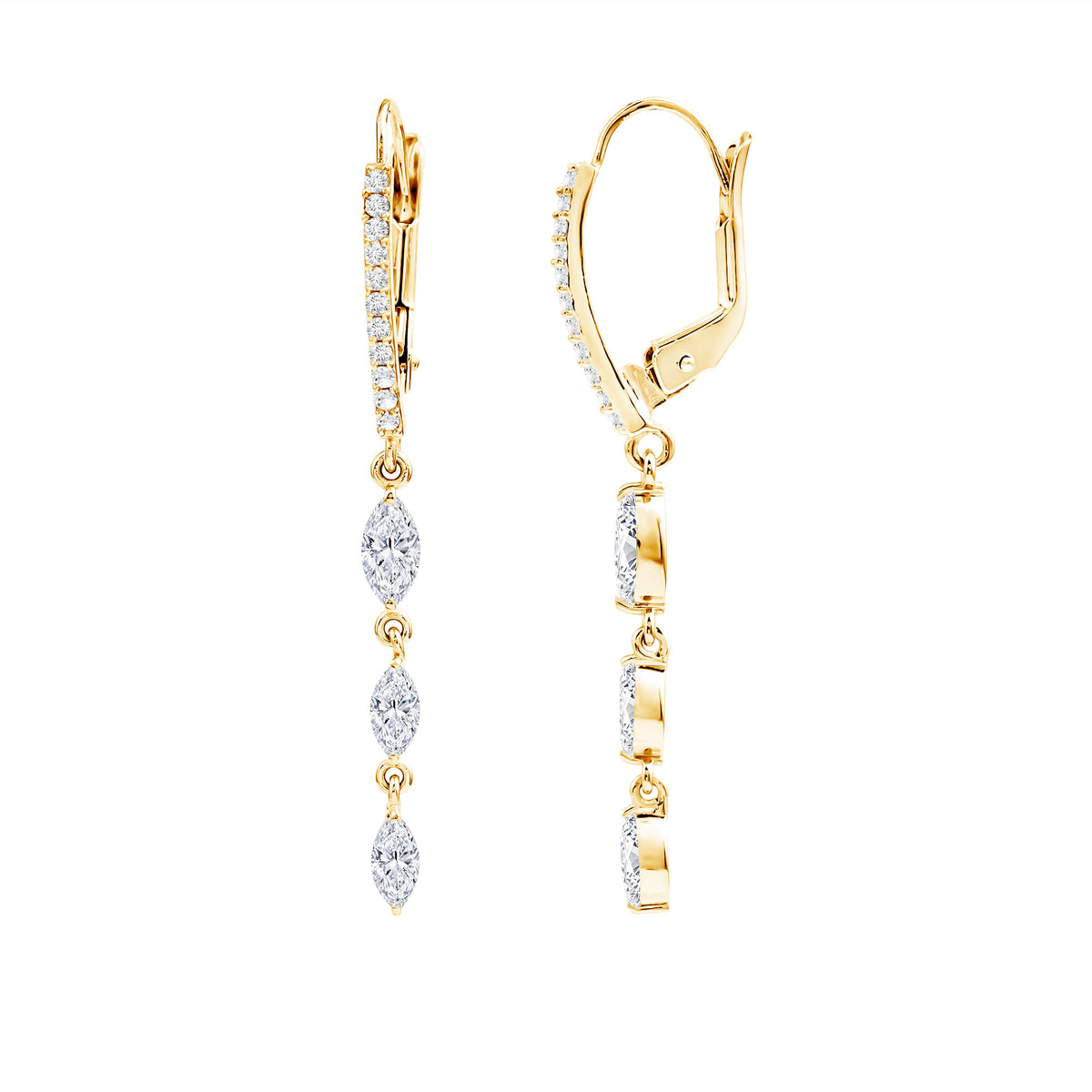 Certified Lab Grown Diamond Long Dangle Earrings for Bride Lab - ( EF-VS ) - Rosec Jewels