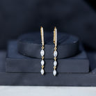 Certified Lab Grown Diamond Long Dangle Earrings for Bride Lab - ( EF-VS ) - Rosec Jewels