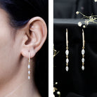 Certified Lab Grown Diamond Long Dangle Earrings for Bride Lab - ( EF-VS ) - Rosec Jewels