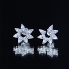 Pear Cut Lab Grown Diamond Flower Stud Earrings with Screw Back Lab - ( EF-VS ) - Rosec Jewels