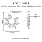 Pear Cut Lab Grown Diamond Flower Stud Earrings with Screw Back Lab - ( EF-VS ) - Rosec Jewels