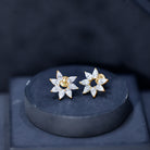Pear Cut Lab Grown Diamond Flower Stud Earrings with Screw Back Lab - ( EF-VS ) - Rosec Jewels