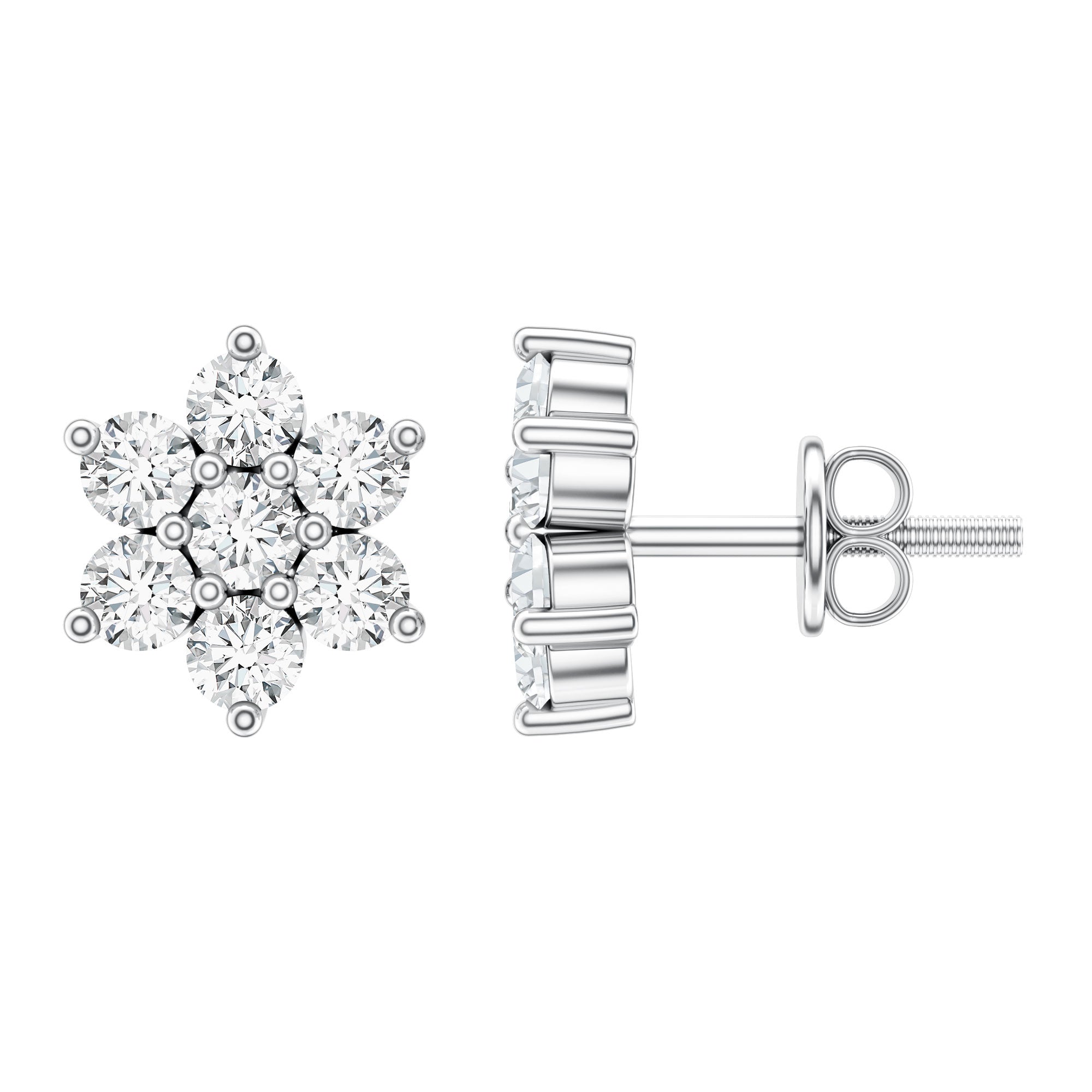 Rosec Jewels-Certified Lab Grown Diamond Flower Stud Earrings for Women