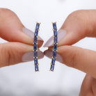 Created Blue Sapphire Climber Earrings Lab Created Blue Sapphire - ( AAAA ) - Quality - Rosec Jewels