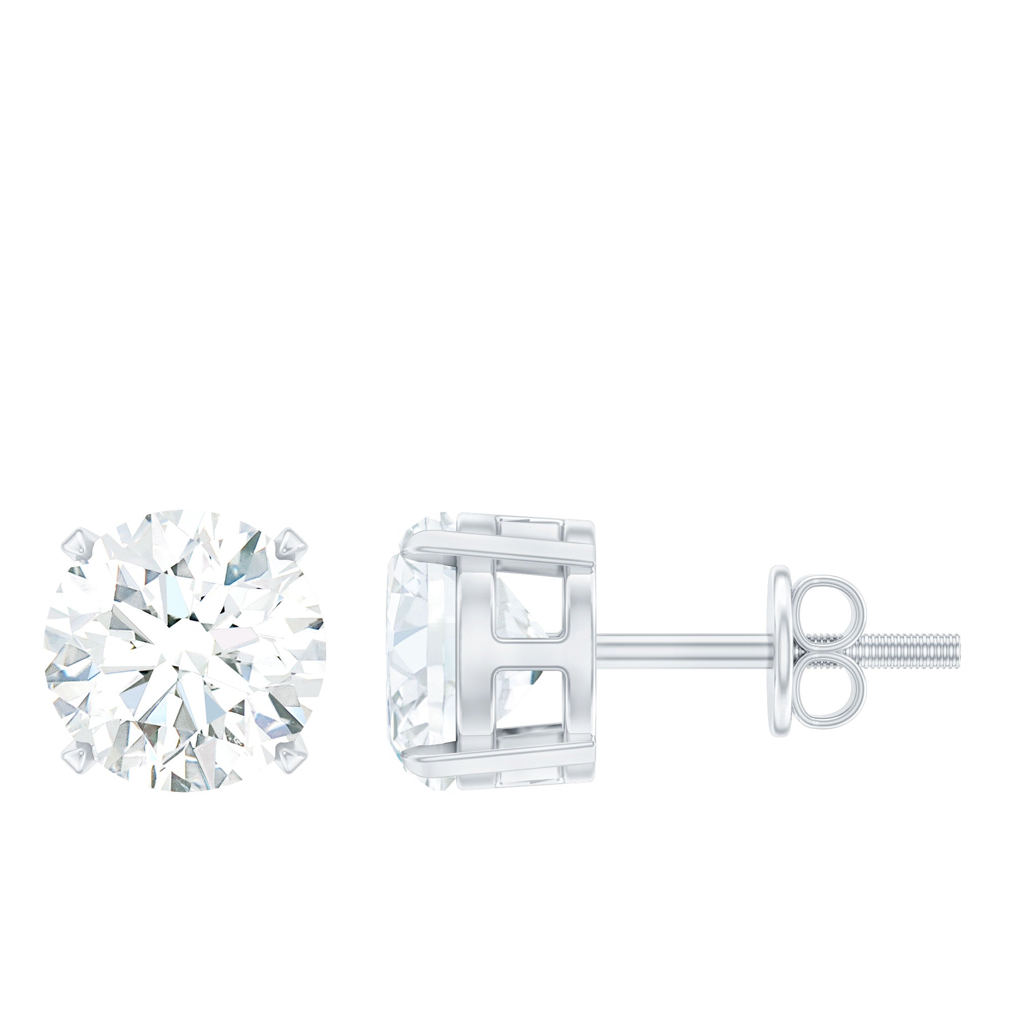 Certified 3 Ct Moissanite Stud Earrings in Silver