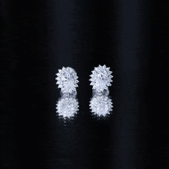 1.9 Carat Oval Moissanite Classic Stud Earrings With Halo D-VS1 - Rosec Jewels