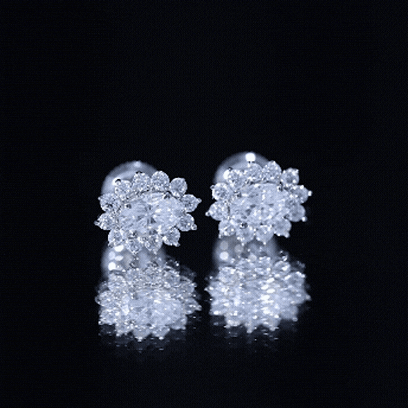 Certified Moissanite Oval Stud Earrings with Halo D-VS1 - Rosec Jewels