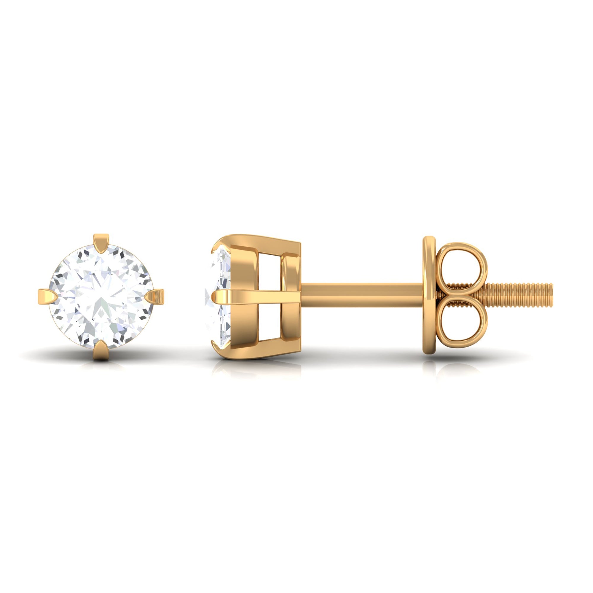 Dainty Diamond Solitaire Stud Earrings Natural - ( HI-SI ) - Rosec Jewels