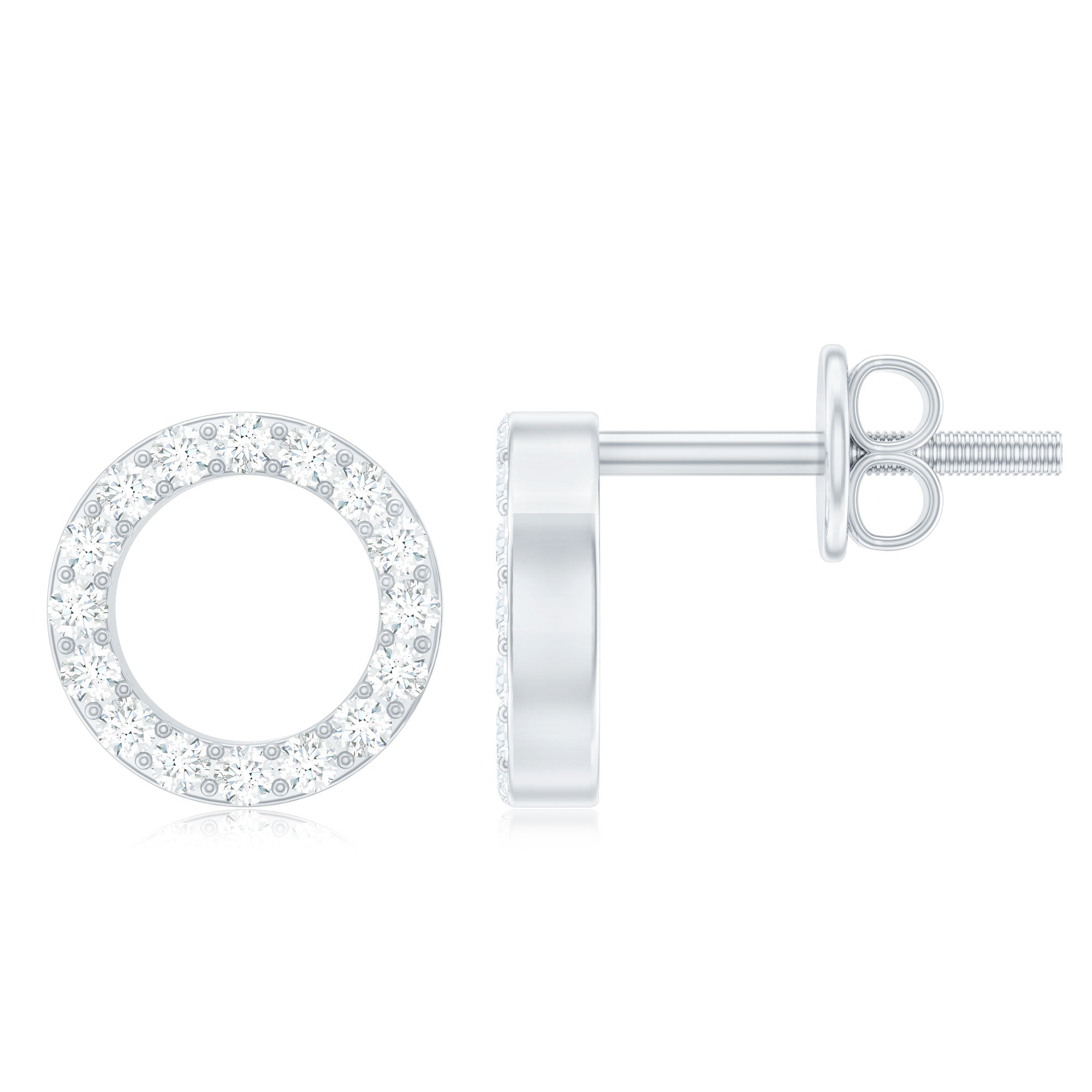 Round Cut Moissanite Eternity Stud Earrings with Screw Back D-VS1 - Rosec Jewels