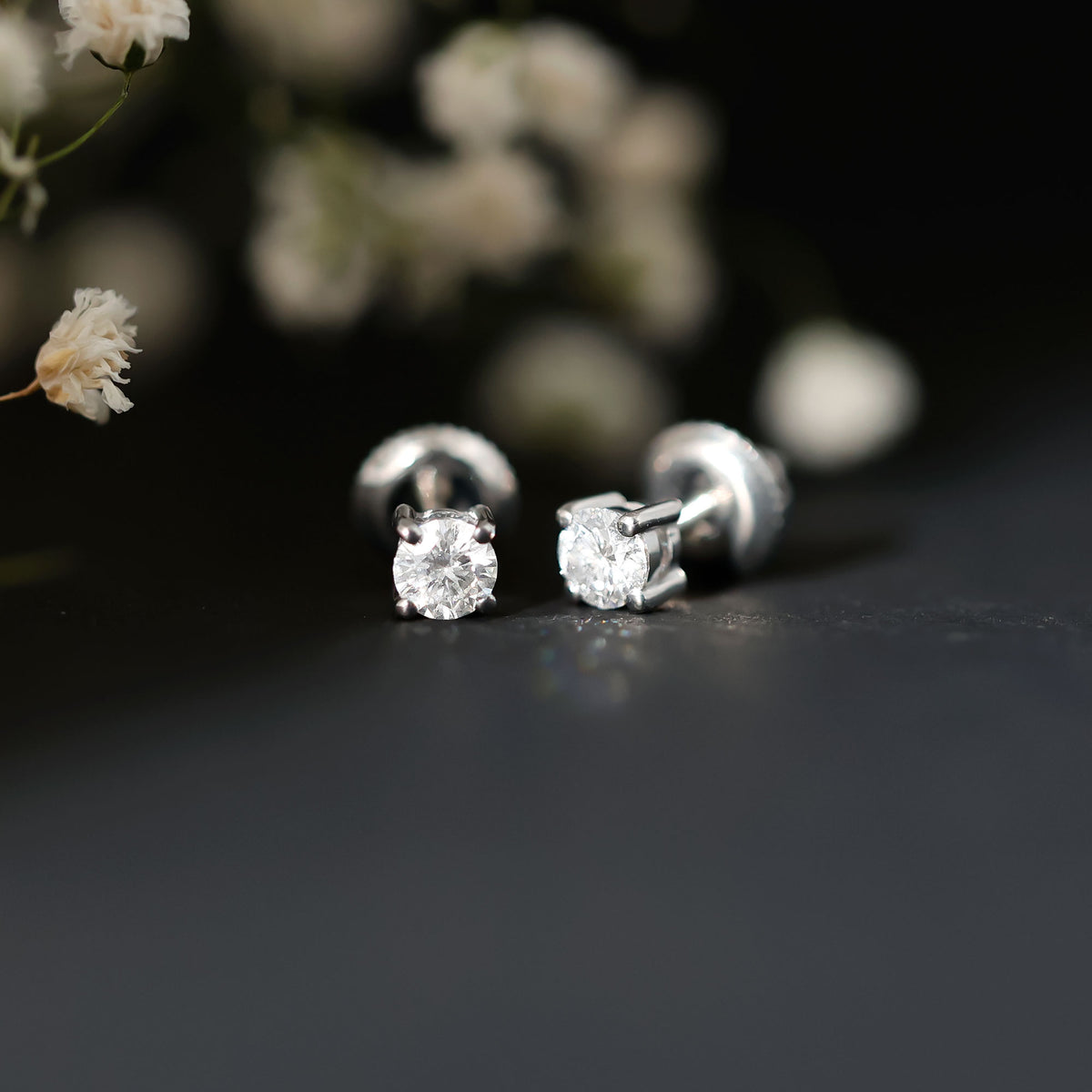 Sterling Silver Moissanite Half Carat Stud Earring D-VS1 92.5 Sterling Silver - Rosec Jewels