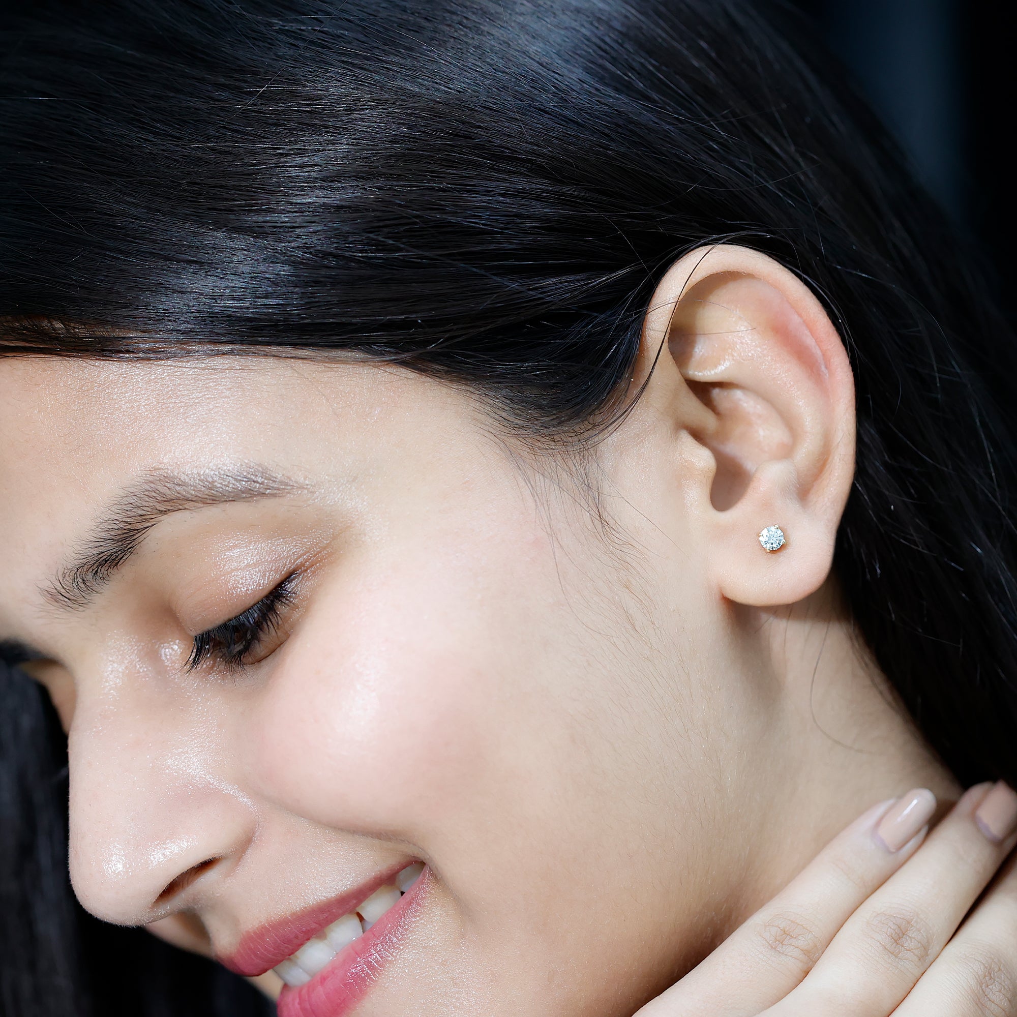 Rosec Jewels-4X4 MM Round Cut Diamond Solitaire Stud Earrings in 4 Prong Setting for Women