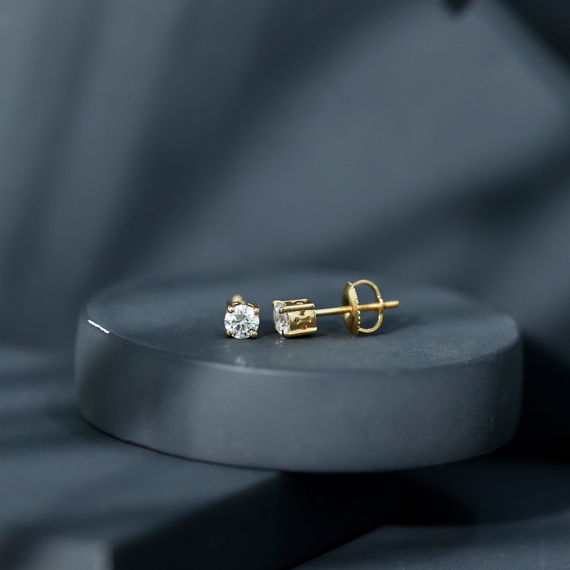 Rosec Jewels-4X4 MM Round Cut Diamond Solitaire Stud Earrings in 4 Prong Setting for Women