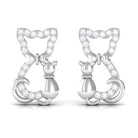 Certified Diamond Cat Stud Earrings Lab - ( EF-VS ) - Rosec Jewels