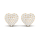 Rosec Jewels-Pave Set Round Diamond Heart Stud Earrings