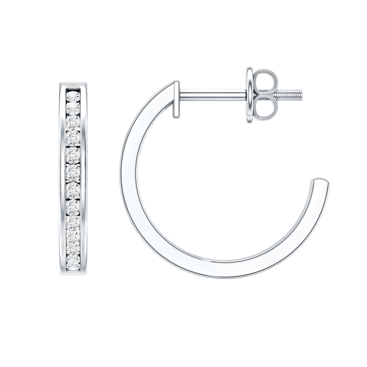 Diamond Hinged Hoop Earrings in Channel Setting