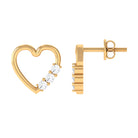 Rosec Jewels-Three Stone Diamond Gold Heart Stud Earring for Women