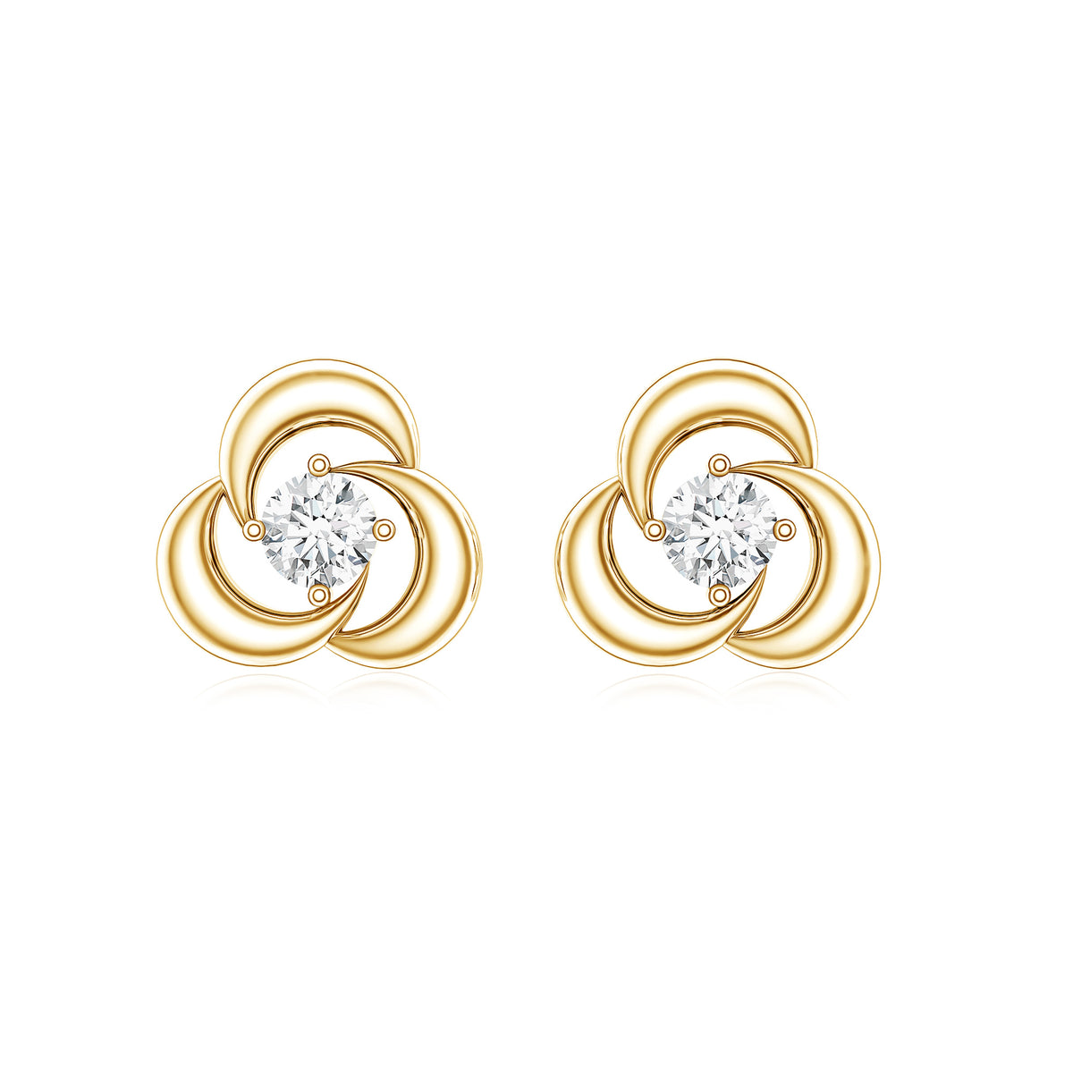 Diamond Swirl Stud Earring with Screw Back Lab - ( EF-VS ) - Rosec Jewels