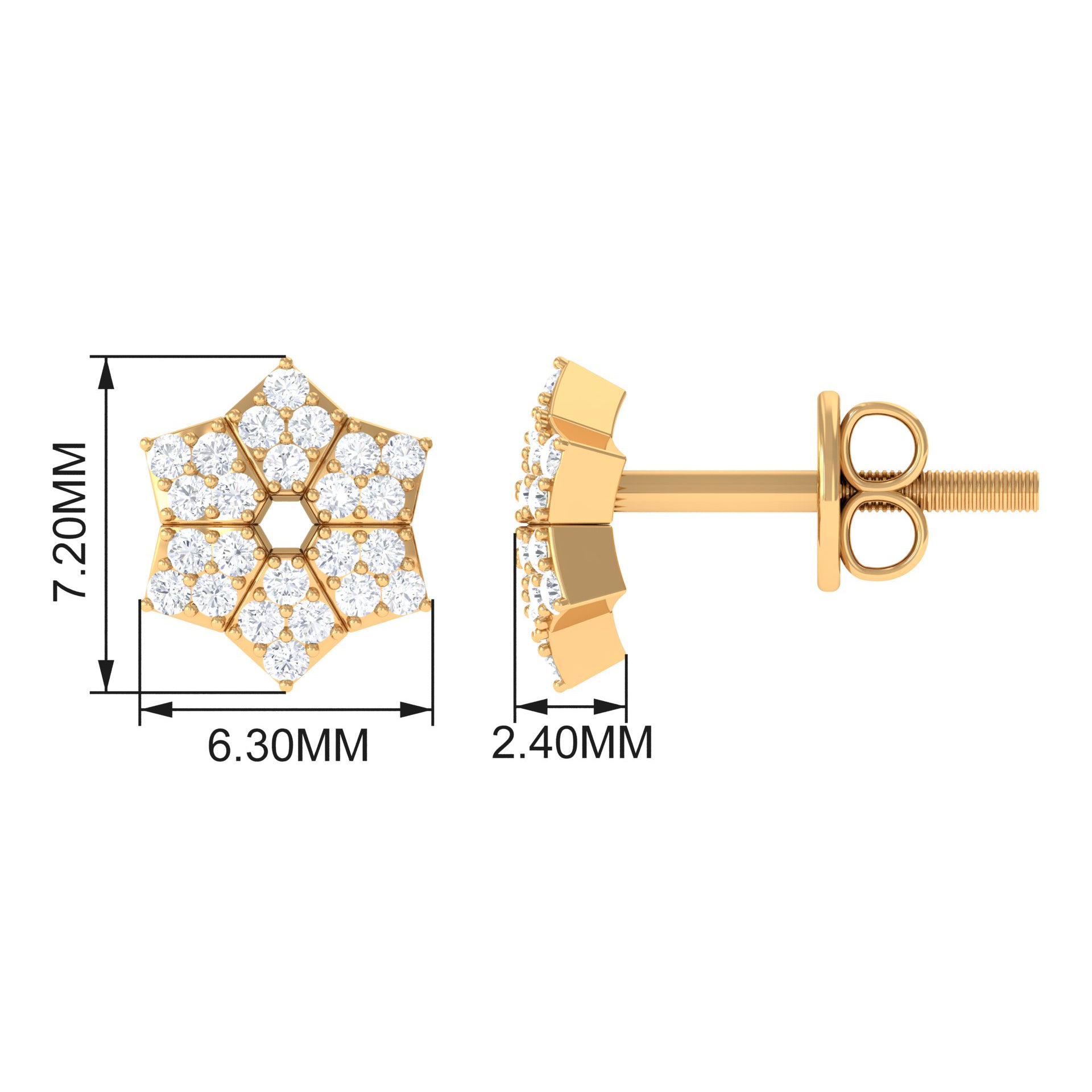 Rosec Jewels-1/4 CT Round Diamond Classic Flower Stud Earrings