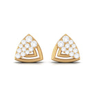 Rosec Jewels-1/4 CT Round Diamond Gold Triangle Contemporary Stud Earrings