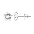 Rosec Jewels-Diamond Flower Petal Stud Earrings in Prong Setting