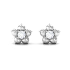 Rosec Jewels-Diamond Flower Petal Stud Earrings in Prong Setting