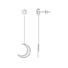 Rosec Jewels-1/2 CT Diamond Star and Moon Drop Chain Earrings