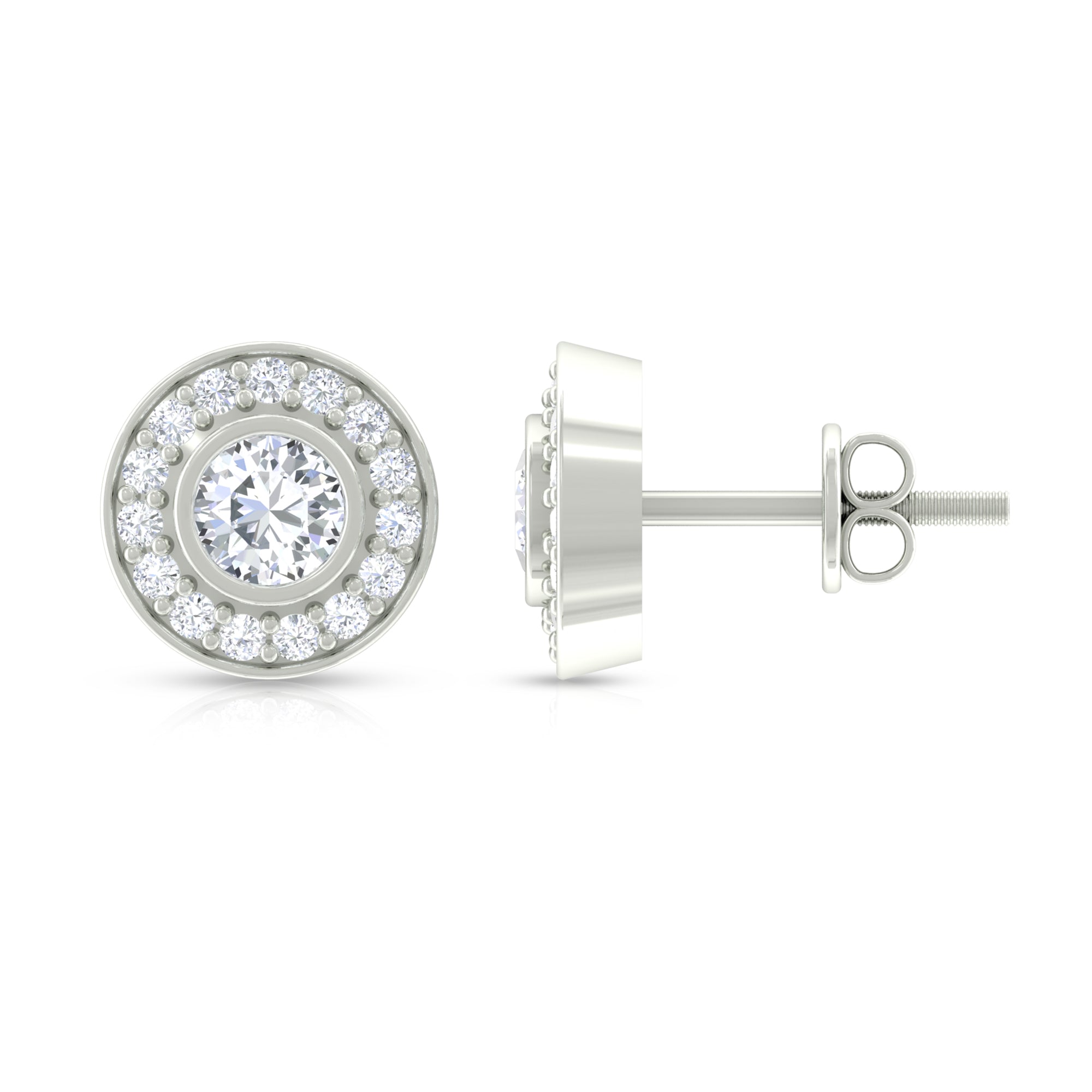 1/4 CT Round Moissanite Halo Bridal Stud Earrings