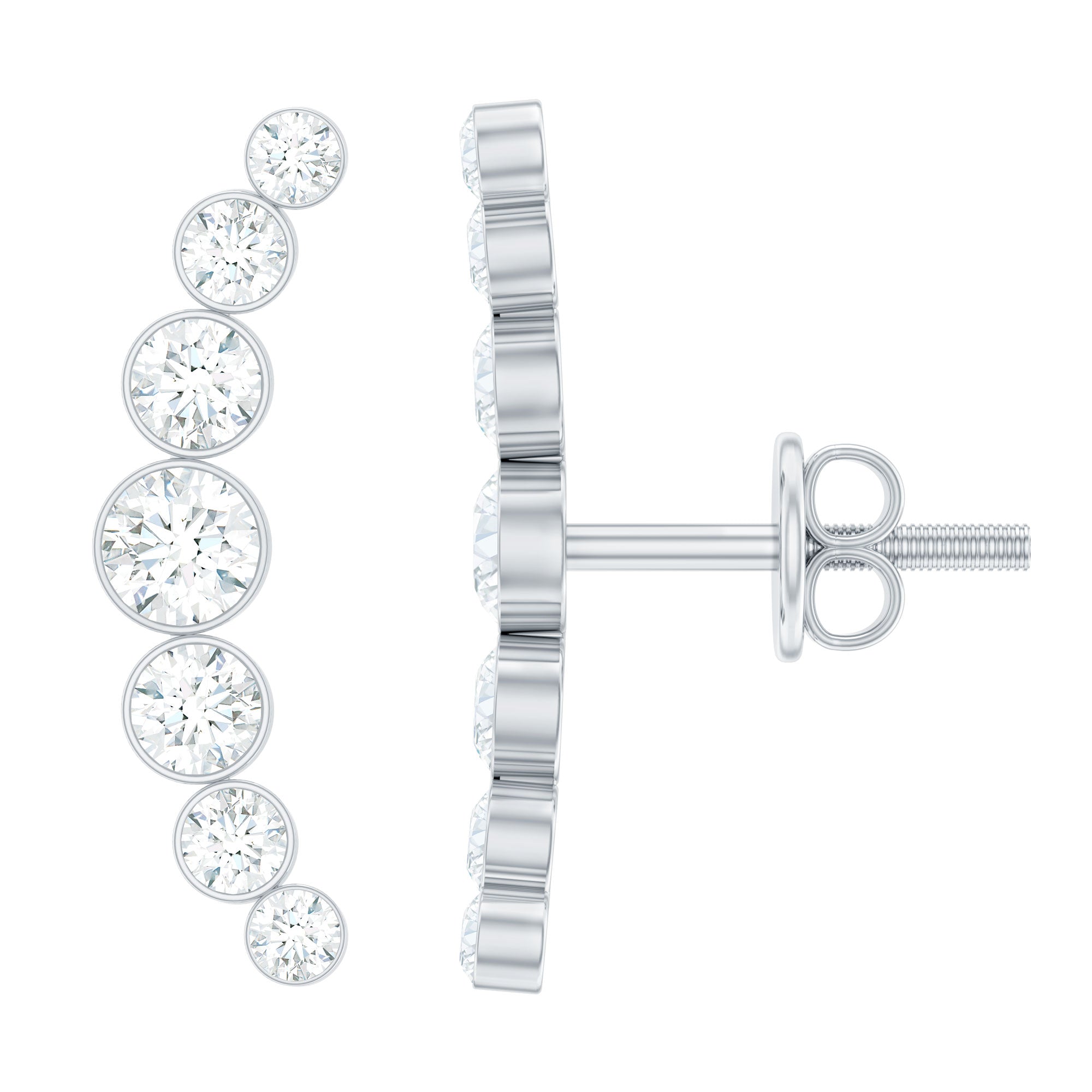 Natural Diamond Climber Earrings with Screw Back