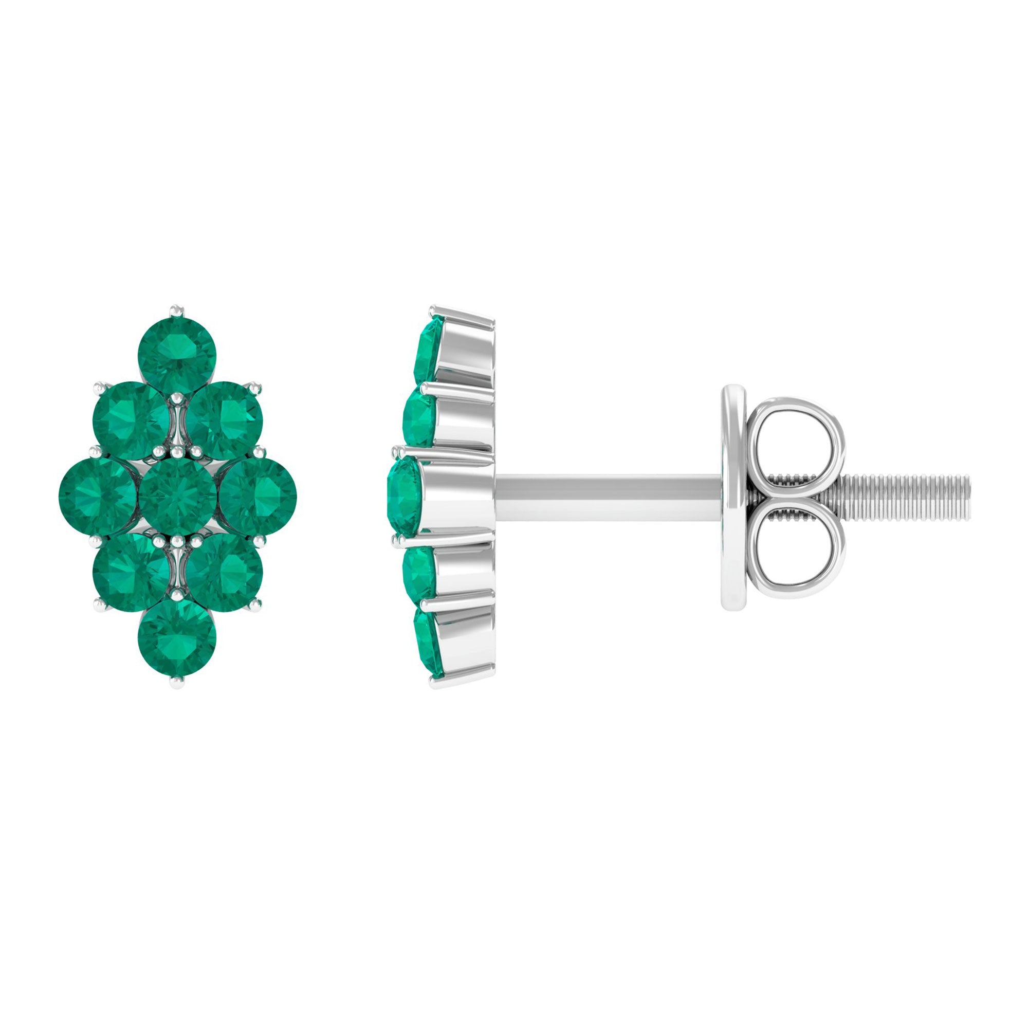 1/4 CT Emerald Cluster Stud Earrings Emerald - ( AAA ) - Quality - Rosec Jewels